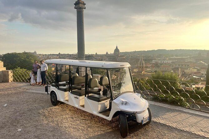 Golf cart at sunset: golden Rome with aperitivo