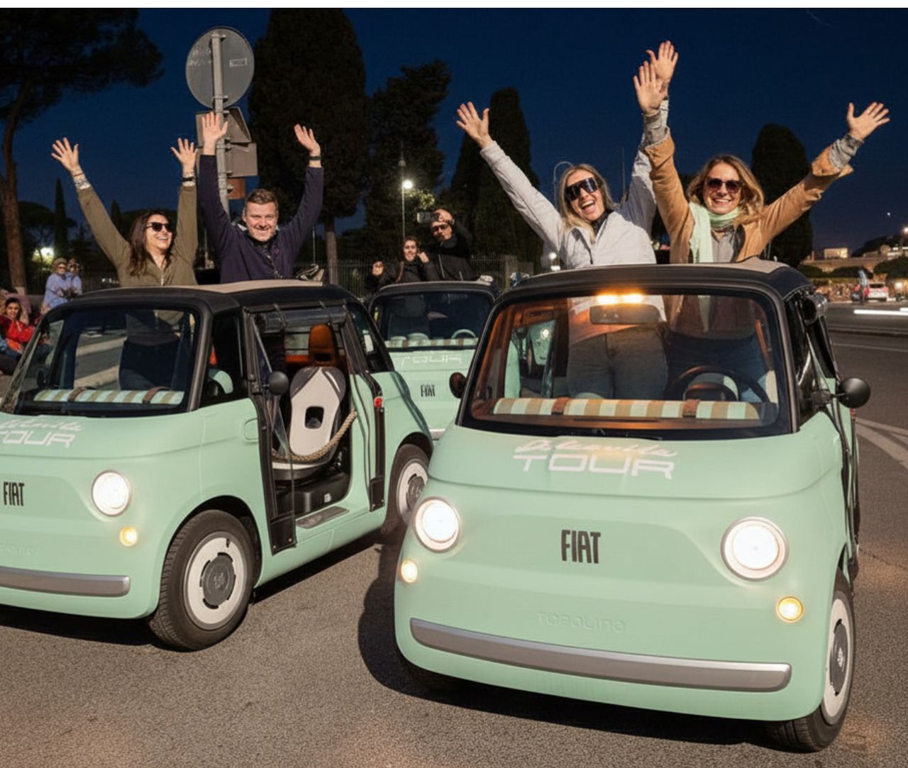 Topolino sunset drive: Rome's golden glow